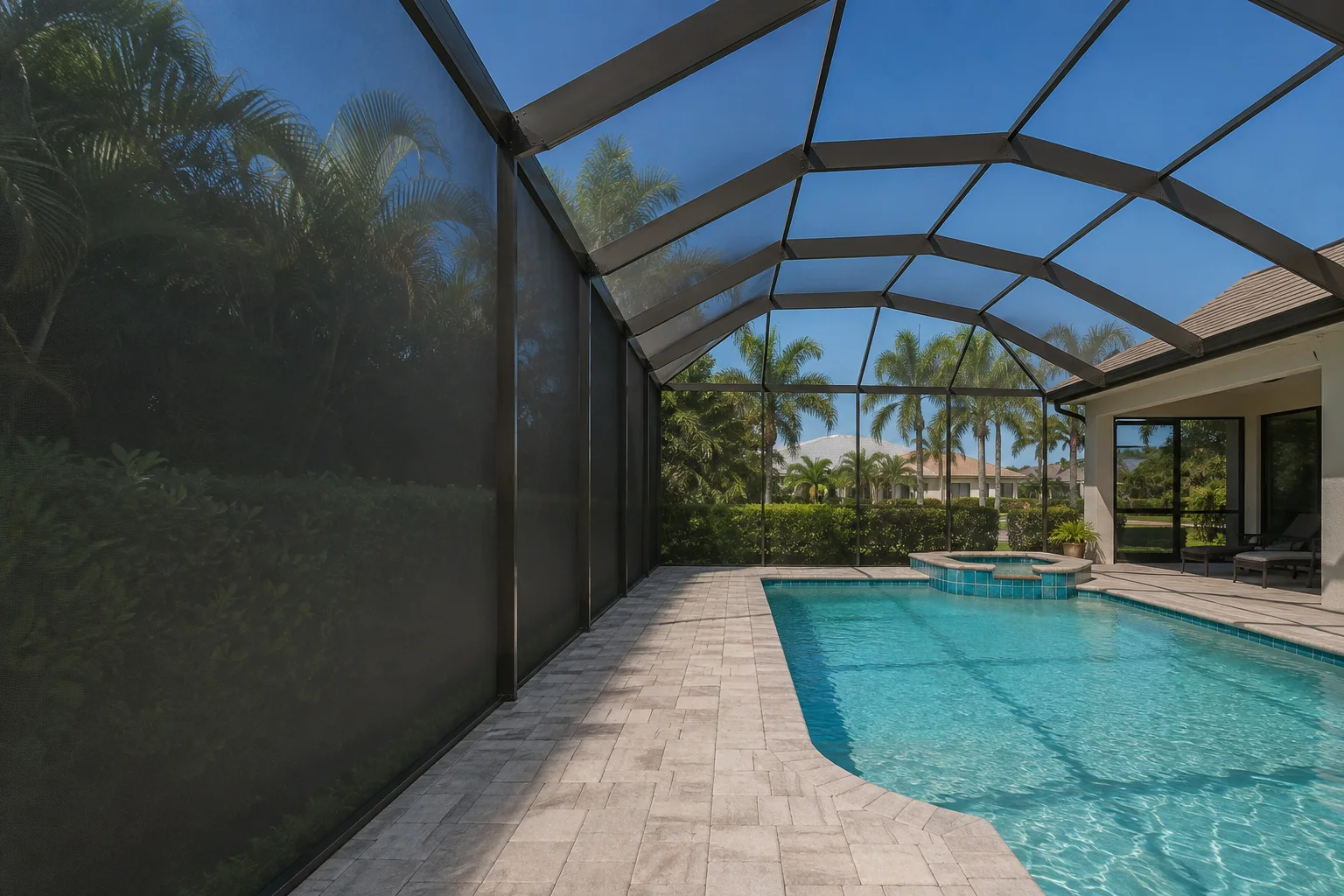 Illustrated finished screened pool enclosure